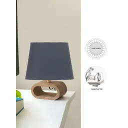 Devansh Grey Wood Traditional Frusturical Shaped Table Lamp-image-12