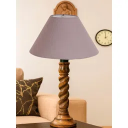 Devansh Grey Wood Traditional Frusturical Shaped Table Lamp-picture-26