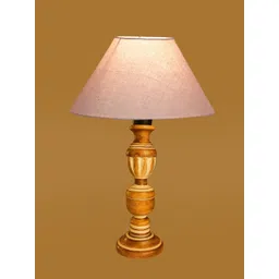 Devansh Grey Wood Traditional Frusturical Shaped Table Lamp-picture-20