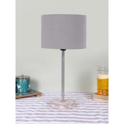 Devansh Grey Wooden & Cotton Cylinder Contemporary Table Lamp-picture-36