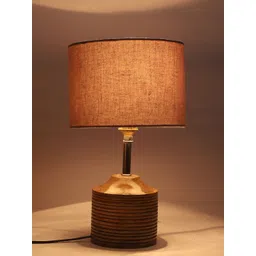 Devansh Grey Wooden Table Lamp With Cotton Shade-picture-16