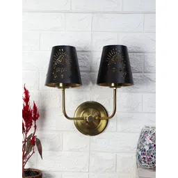 Devansh Gunmetal-Toned & Gold-Toned Textured Metal Frustum Shaped Wall Lamp-picture-40