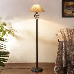 devansh Hubert Beige Natural Fiber Floor Lamp with Black Iron Base-picture-36