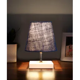 Devansh Jute Square White Wood Table Lamp - Blue-picture-11