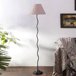 devansh Karinya Grey Fabric Floor Lamp with Black Iron Base-picture-27