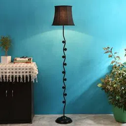 devansh Kawa Black Fabric Floor Lamp with Black Iron Base-picture-20