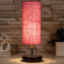 devansh Kipper Pink Jute Table Lamp With Brown Wood Base-picture-10