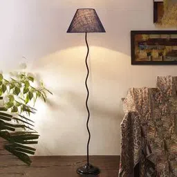 devansh Kira Zig Zag Iron Floor Lamp With Jute Conical Blue Shade-picture-21