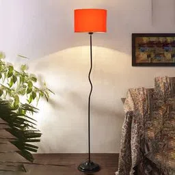 devansh Lulu Orange Cotton Shade With Iron Floor Lamp-picture-14