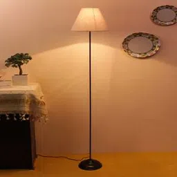 devansh Marike Grey Fabric Floor Lamp with Black Iron Base-picture-23