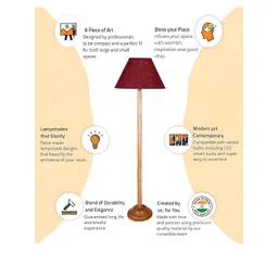 Devansh Maroon & Beige Wooden Frustum Shaped FloorLamps WithShade-picture-18