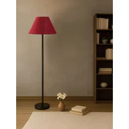 Devansh Maroon & Black Frustum Drum Shade With Iron Floor Lamp-picture-25