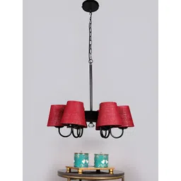 Devansh Maroon & Black Iron Contemporary Ceiling Lamp-picture-21