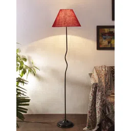 Devansh Maroon & Black Jute Shade with Iron Floor Lamp-picture-50