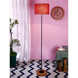Devansh Maroon & Black Solid Traditional Club Lamp with Shade-picture-42