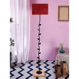 Devansh Maroon & Black Solid Traditional Club Lamp with Shade-picture-38