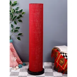 Devansh Maroon & Black Solid Traditional Column Lamp with Shade-image-29