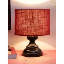 Devansh Maroon Iron Traditional Cylindrical Shaped Table Lamp-image-22
