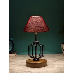 Devansh Maroon Solid Jute Table Lamp-picture-22