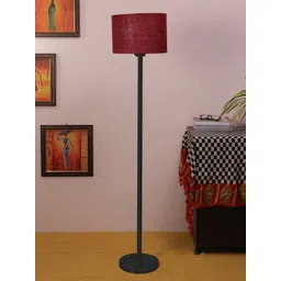 Devansh Maroon Traditional Floor Lamp With Jute Cylindrical Shade-picture-17