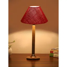 Devansh Maroon Wooden Frusturical Shaped Table Lamp-picture-27