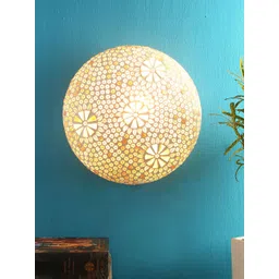 Devansh Mosaic Gold-Toned & Off White Flush Mounted Contemporary Wall Lamp-picture-23