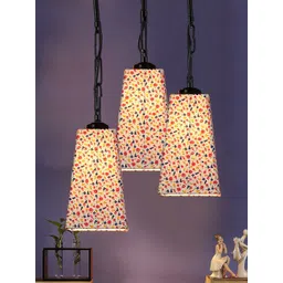 Devansh Multicolored Cotton Pyramid Contemporary Hanging Ceiling Lamp-picture-56