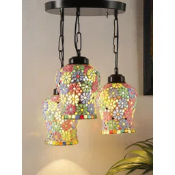 Devansh Multicolored Mosaic Glass Cluster Hanging Lamp-picture-23