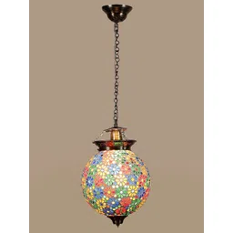Devansh Multicolored Mosaic Glass Spherical Ceiling Lamp-picture-17