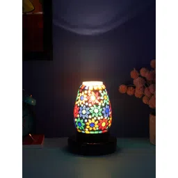 Devansh Multicolored Mosaic Glass Table Lamp With Wooden Base-picture-26