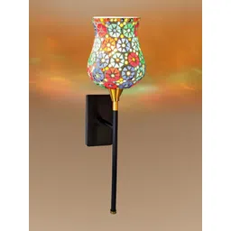 Devansh Multicoloured & Multicoloured Textured Glass Contemporary Frustum Shaped Wall Lamp-picture-17