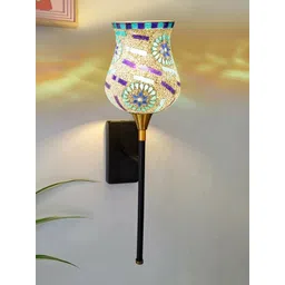 Devansh Multicoloured & White Textured Glass Traditional Abstract Shaped Shaped Wall Lamp-picture-37