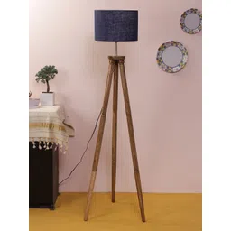 Devansh Navy Blue & Brown Solid Traditional Tripod Lamp with Shade-picture-48