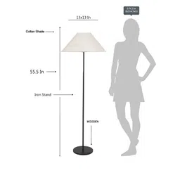 Devansh Off White & Black Cotton Coolie Shade Floor Lamps-picture-57