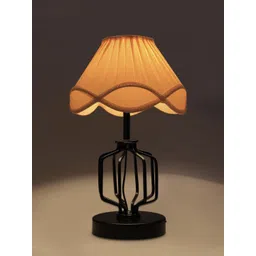 Devansh Off White & Black Cotton Frustum Shaped Table Lamp-picture-16