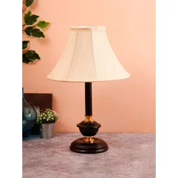 Devansh Off-White & Black Solid Bedside Standard Table Lamp with Shade-picture-36