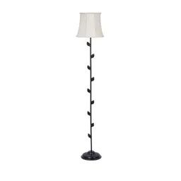 Devansh Off-White & Black Solid Cotton Shade Iron Floor Lamp image 4