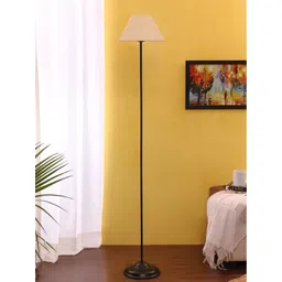 Devansh Off-White & Black Solid Traditional Club Lamp with Shade-picture-19