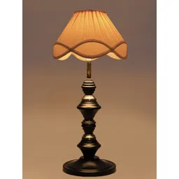 Devansh Off White & Black Traditional Frustum Cotton & Iron Table Lamp-picture-37