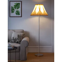 Devansh Off White & Grey Cotton Abstract Shade Steel Base Floor Lamps-picture-42