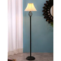 Devansh Off White Cross Pleated Basket Stick Pipe Wrought Iron Floor Lamp-picture-35