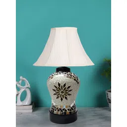 Devansh Off White Glass Traditional Abstract Shaped Table Lamp-picture-28