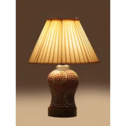 Devansh Off White Printed Wood Frusturical Shaped Table Lamp-picture-30