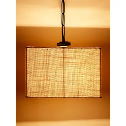 Devansh Off-White Solid  Jute Square Hanging Light-picture-31