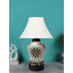 Devansh Off White Textured Glass Contemporary Frusturical Shaped Table Lamp-picture-18