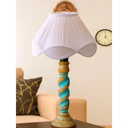 Devansh Off White Textured Wood Frusturical Shaped Table Lamp-picture-17