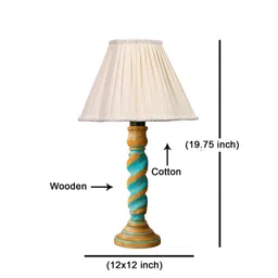 Devansh Off White Textured Wood Frusturical Shaped Table Lamp-picture-22