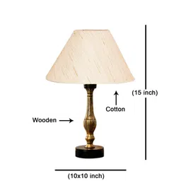 Devansh Off White Textured Wood Traditional Frusturical Shaped Table Lamp-picture-23