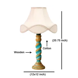 Devansh Off White Wood Frusturical Shaped Table Lamp-picture-41