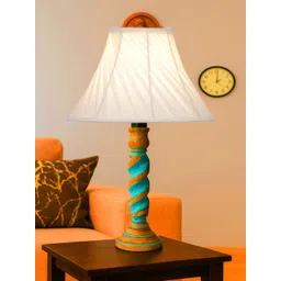 Devansh Off White Wood Frusturical Shaped Table Lamp-picture-30
